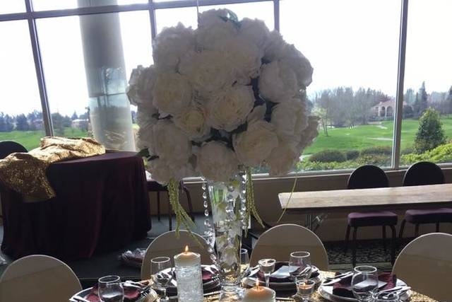 Table setup with centerpiece
