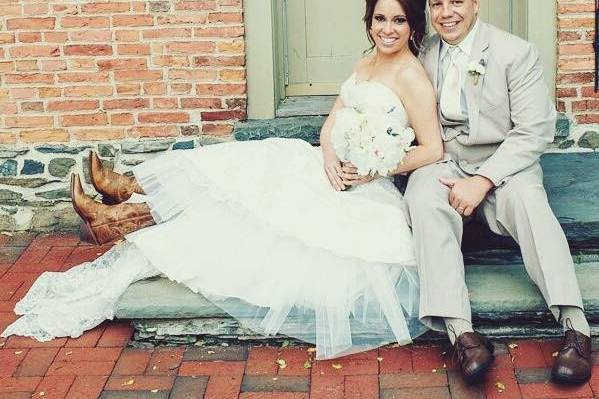 Smiling newlyweds