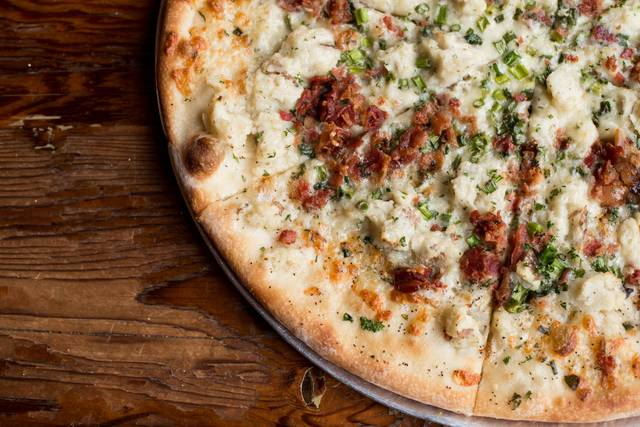 Mashed potato, bacon, and scallion