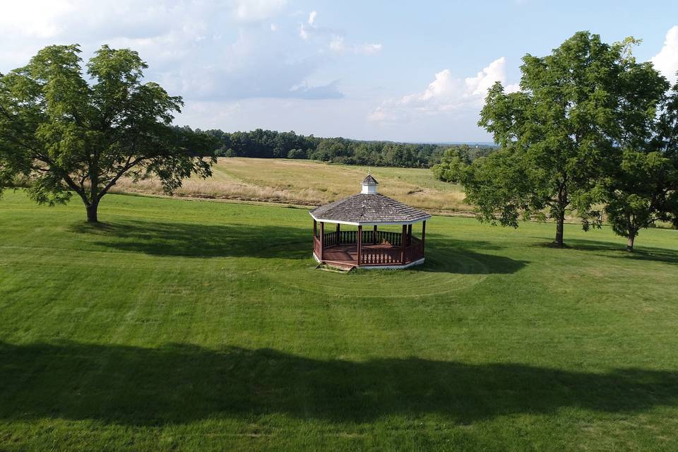 Gazebo with field backdrop