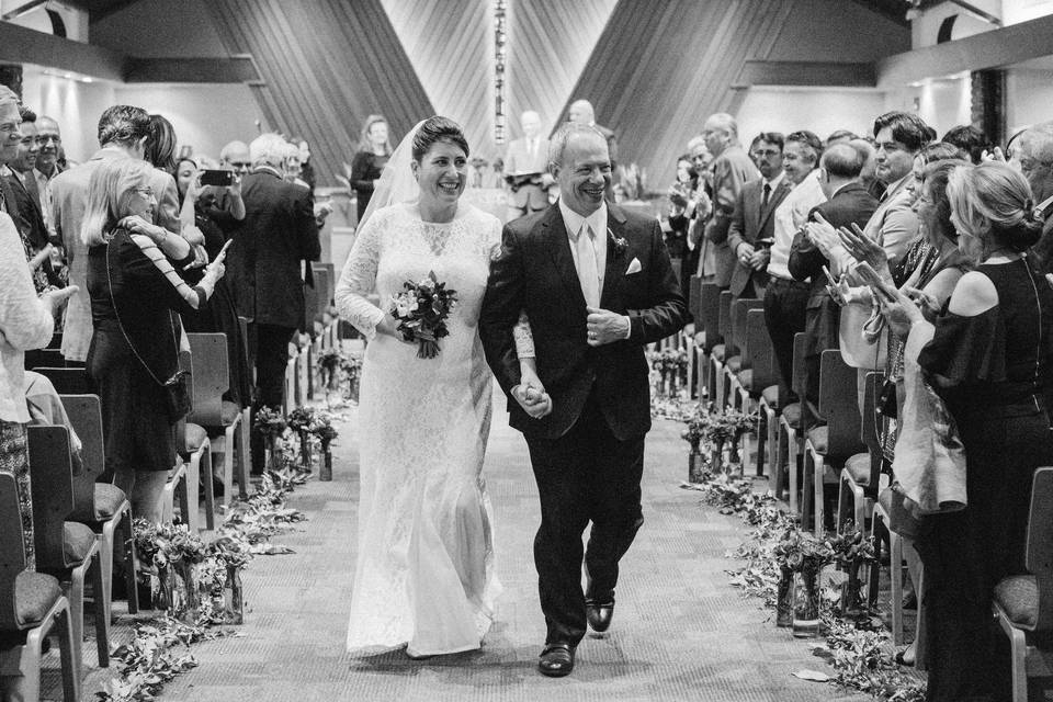 Black-and-white newlyweds