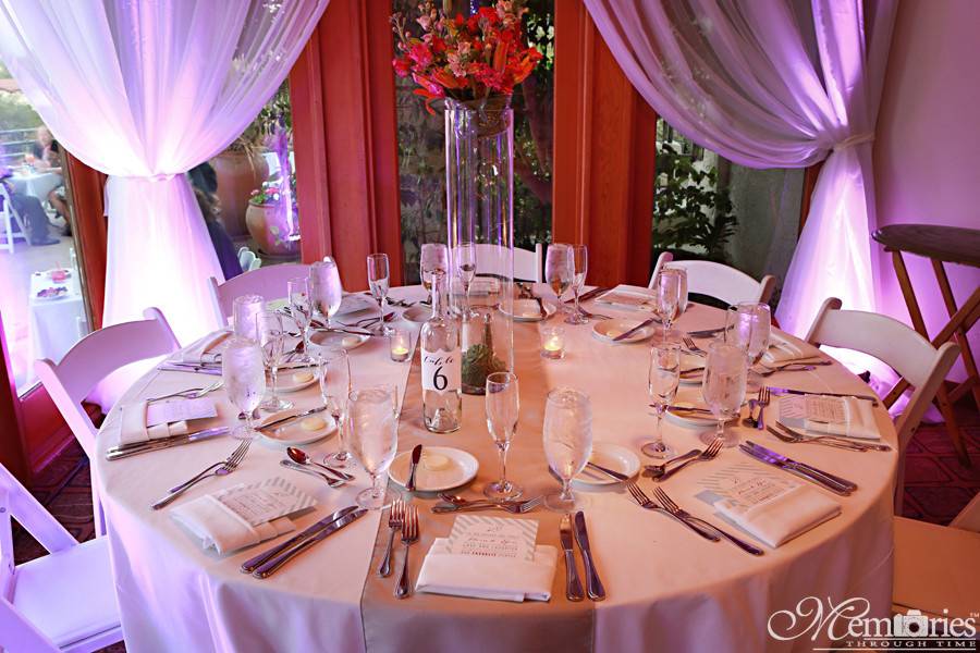 Table setup with centerpiece