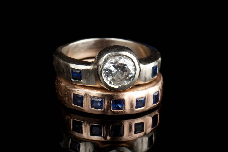 Custom Diamond Sapphire Set