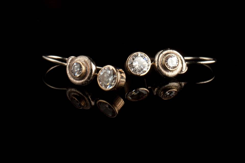Custom snail diamond earrings
