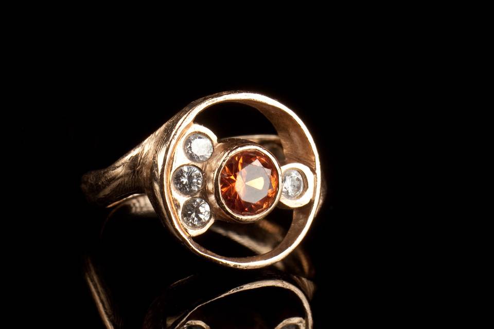 Custom garnet diamond ring