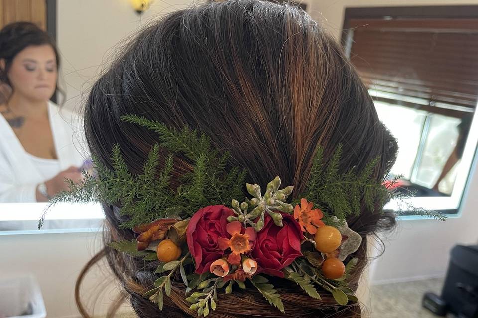 Bridal Hair Updo Fresh Flowers