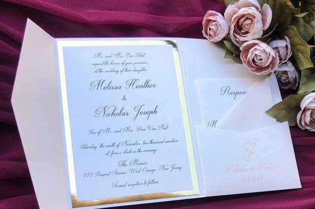 Gold Foil Pocket Invitation