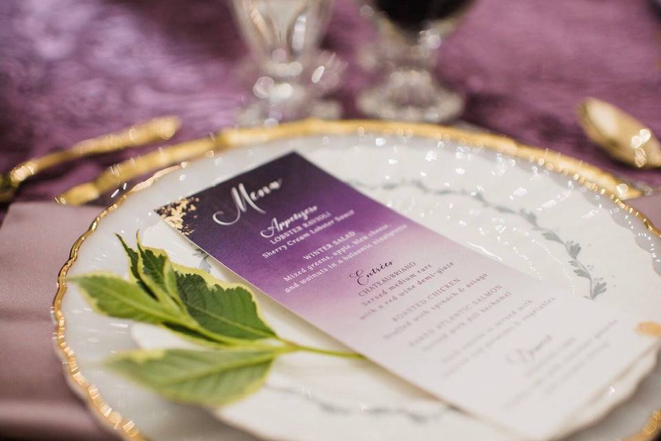 Gold Leaf Menu Card