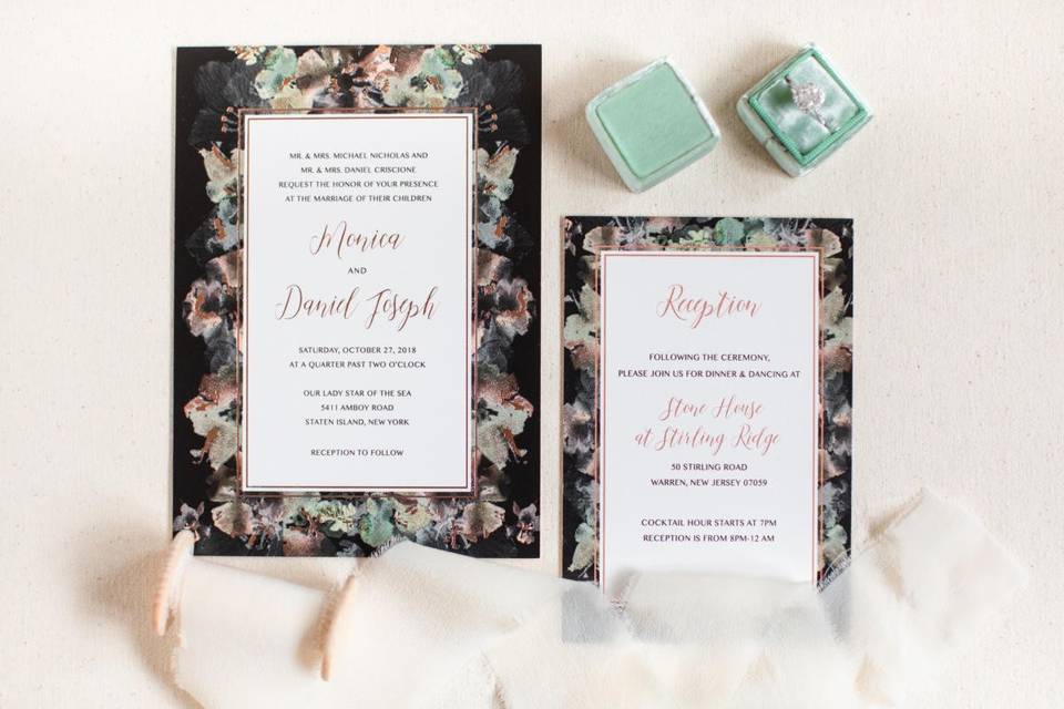 Rose Gold Foil Floral Invite