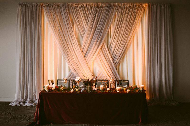Head table with backdrop