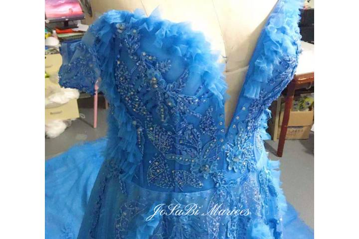 Blue custom wedding ballgown