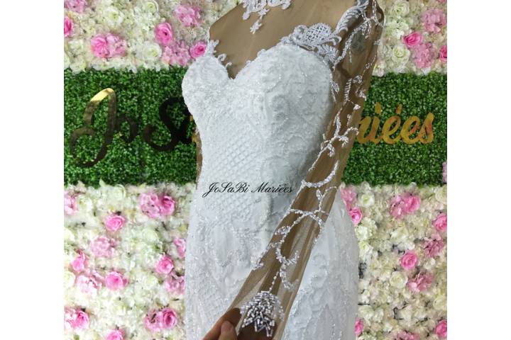 2 in 1 Beaded long sleeve gown