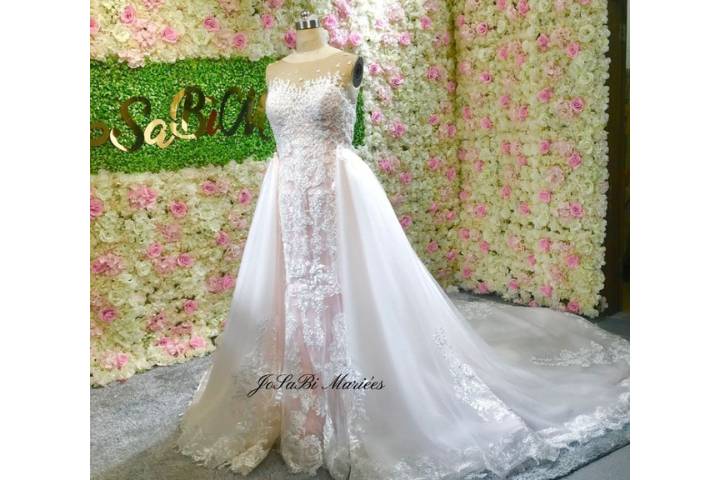 Blush 2 in 1 lace gown