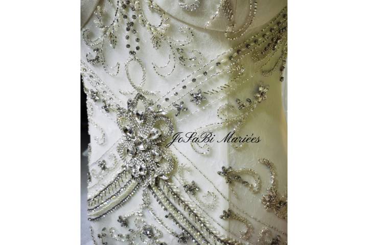 Beaded crystal wedding gown