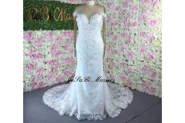 2 in 1 lace wedding dress