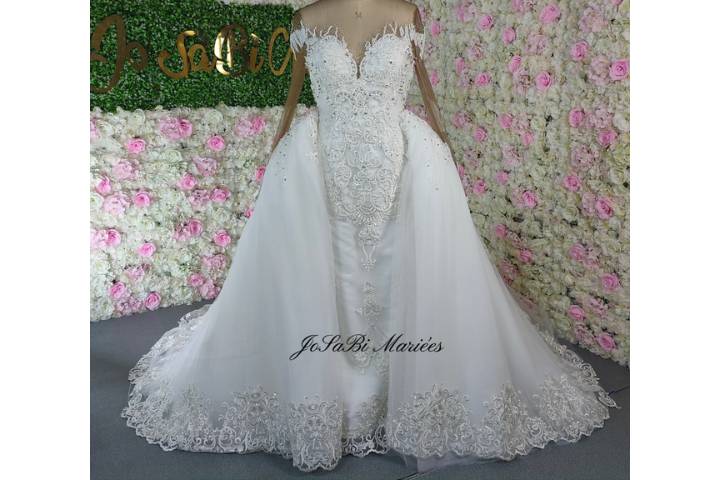 2 in 1 lace wedding dress