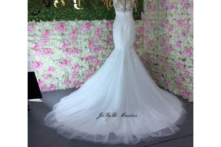 Lace wedding gown with beading