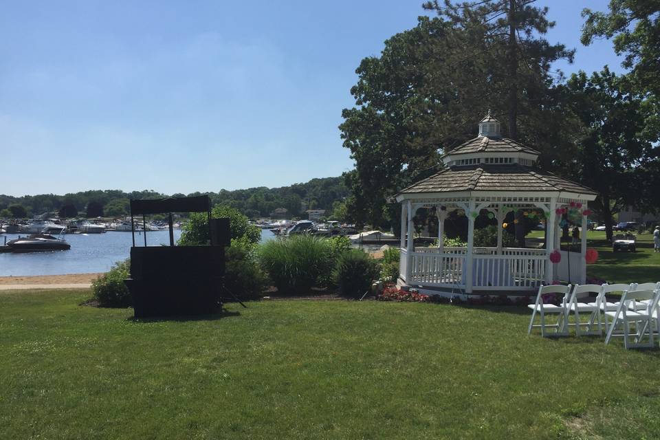 Outdoor ceremony setup @ The Abbey