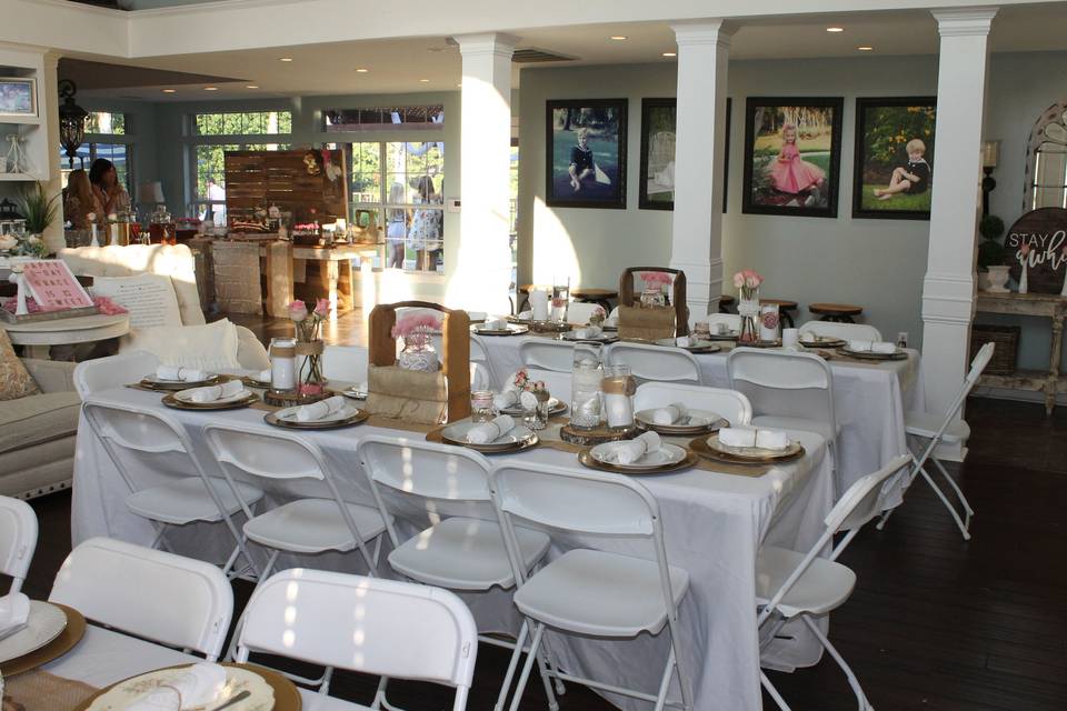 Dinnerware, Glassware, Silverware, Chargers, Tables, Chairs and Linen Rentals available