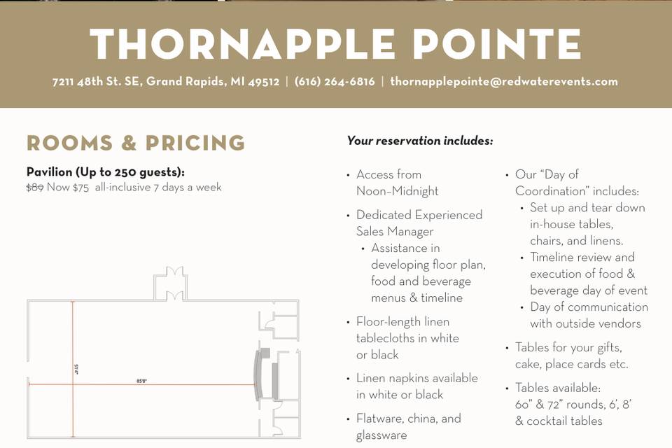 Thornapple Pointe Rate Sheet