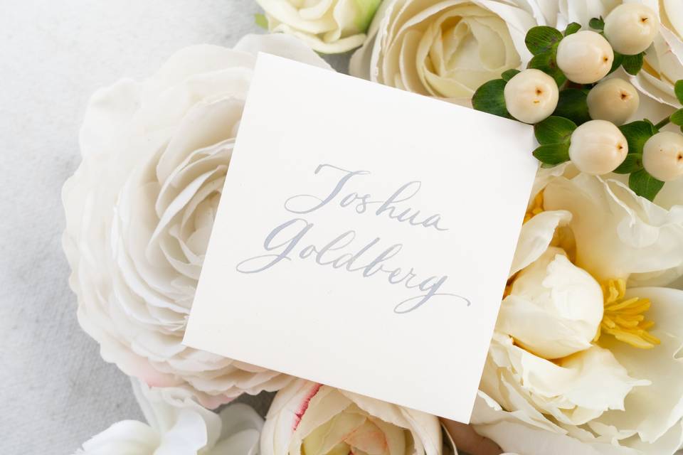 Hand calligraphy place card