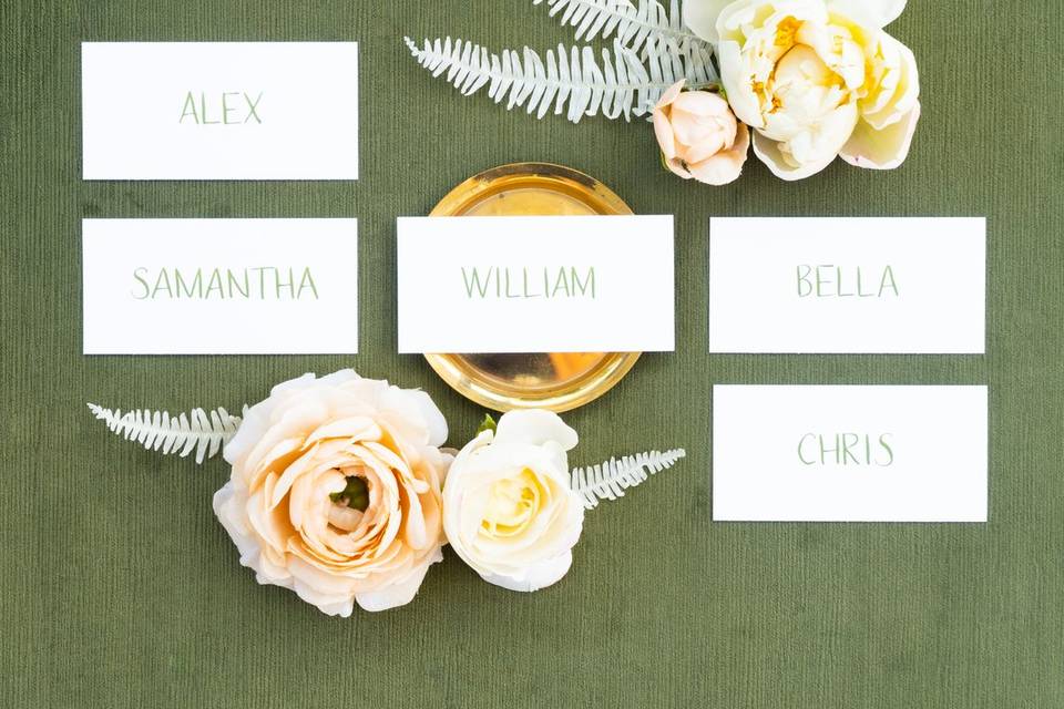 Hand calligraphy escort cards