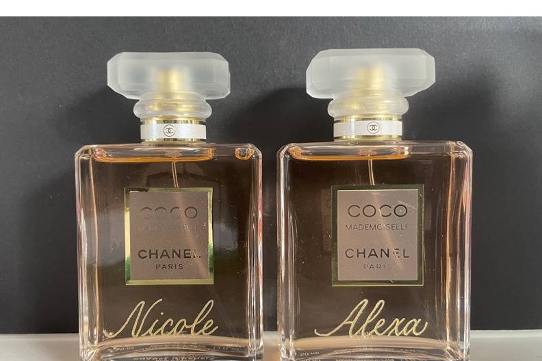 Engraved perfume bottles