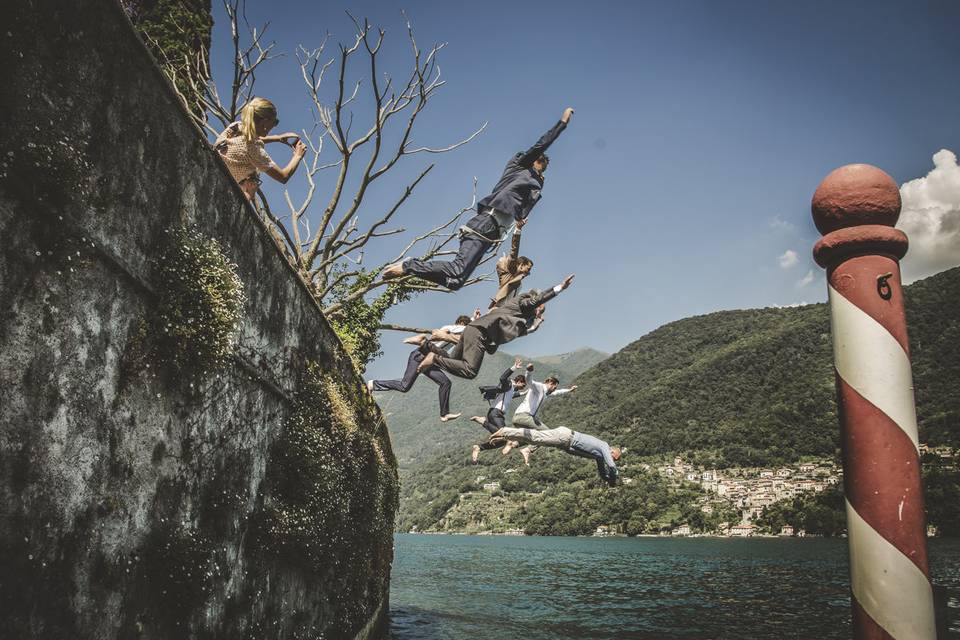 Jumping into the water