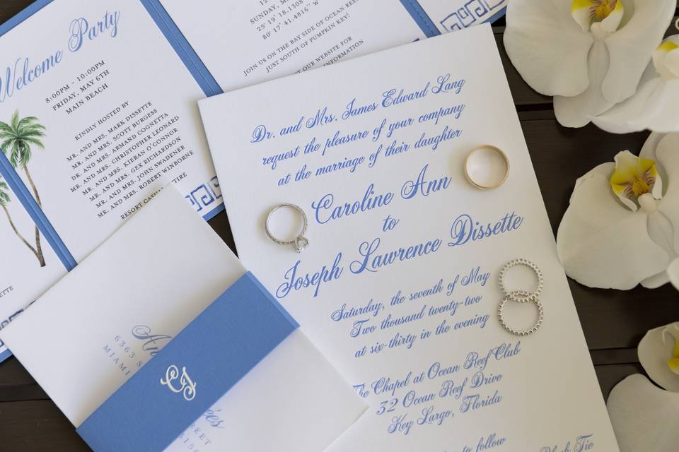 Beach wedding letterpress