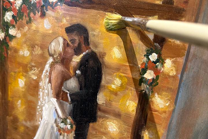 First Kiss wedding painting