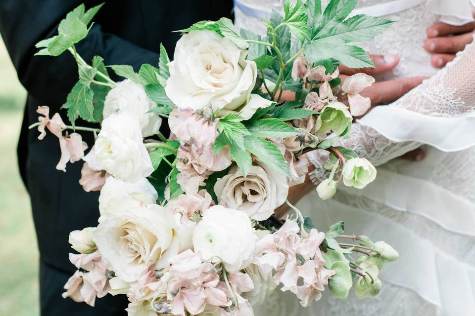 Holding the bouquet