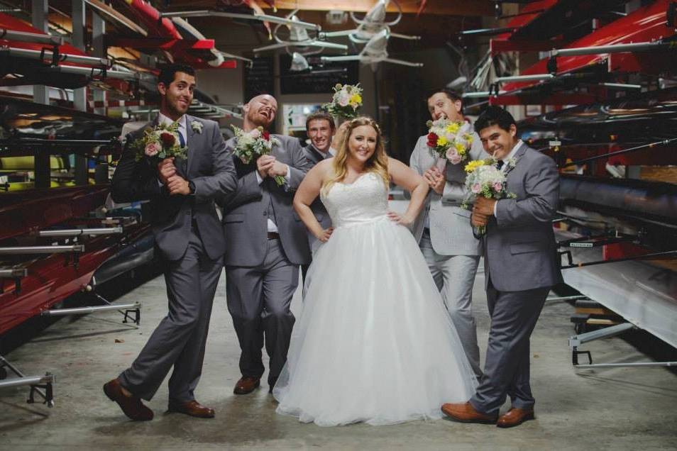 Bride with groomsmen