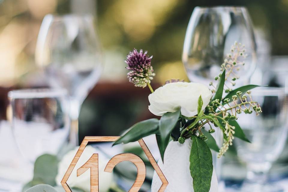 Milk glass centerpieces