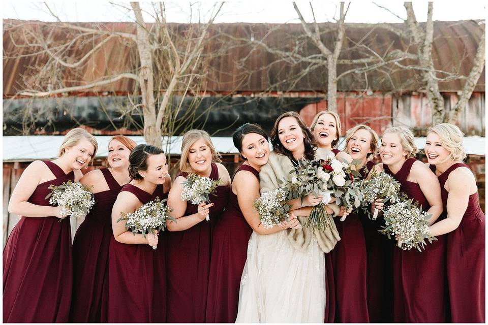 Bridal party with bride