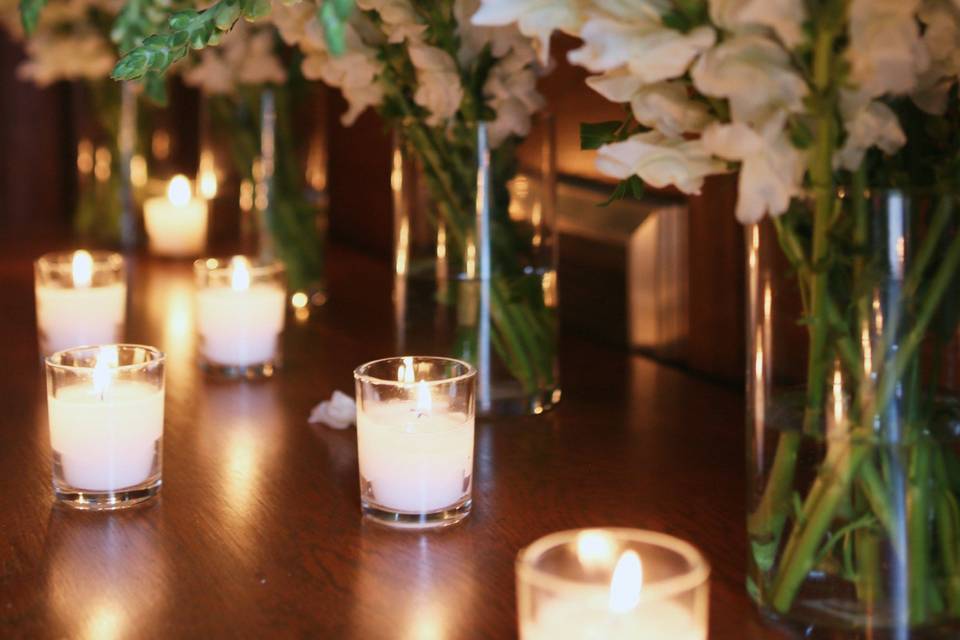 Candle and floral decoration