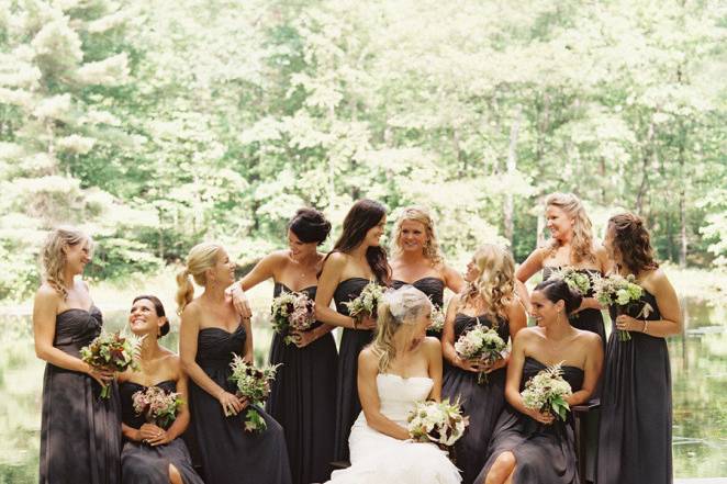 The bride with her bridesmaids