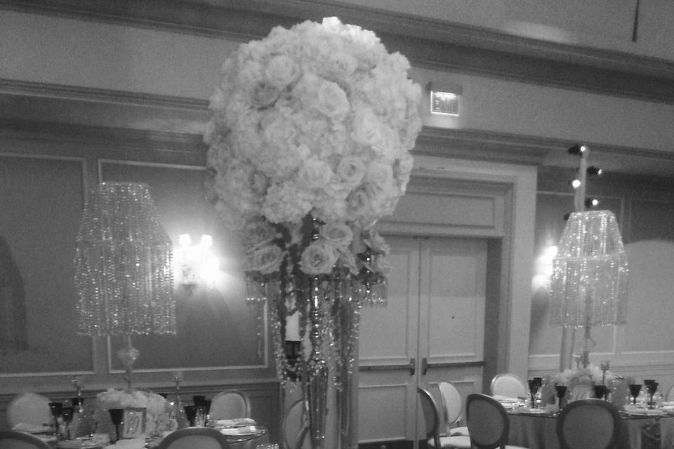 Table setup with centerpiece