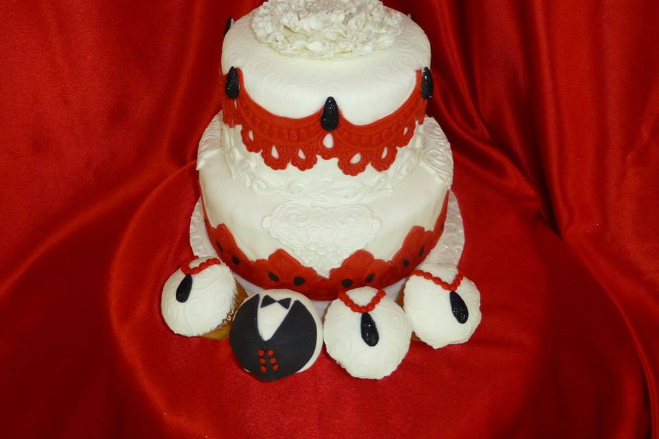 Cake with red lace