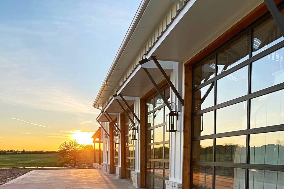 Terrace and glass garage doors