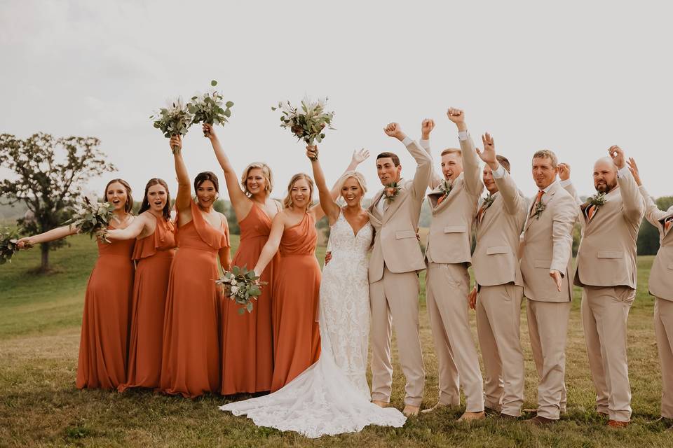 Bridal Party Cheering