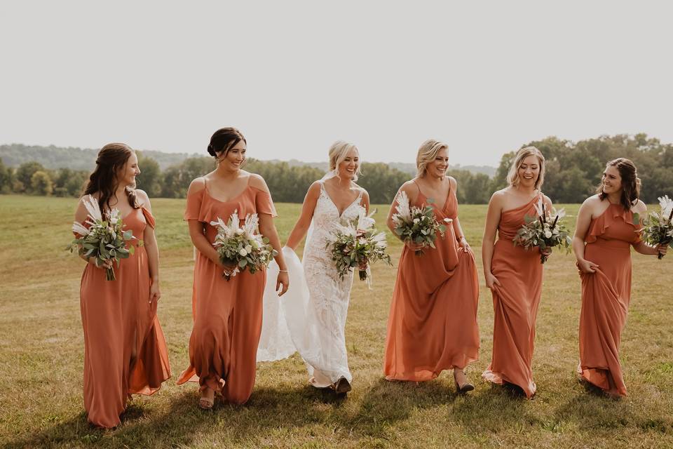 Bridesmaids Walking