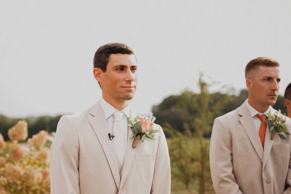 Groom watching Bride