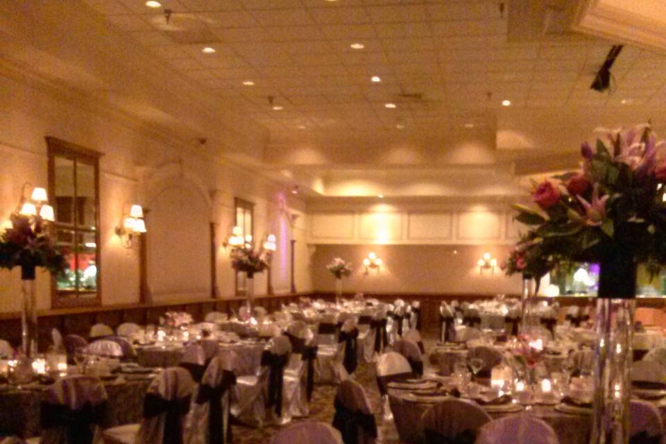 Table setup with flower centerpiece