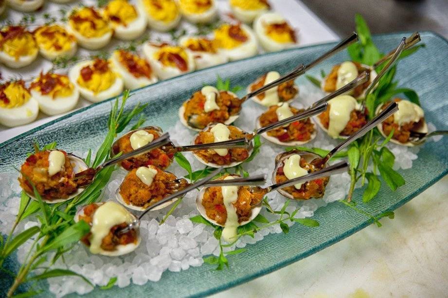 Stuffed Clams on the 1/2 Shell, Rock Salt Presentation