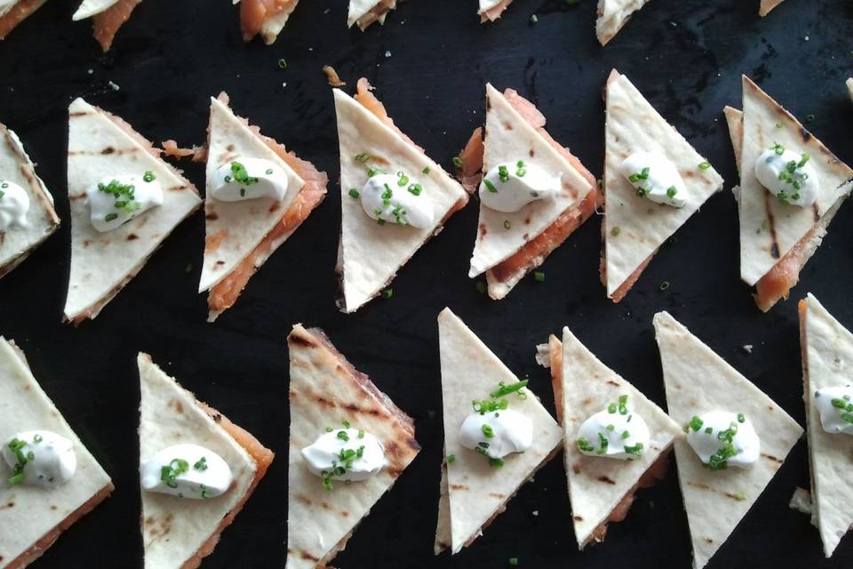 Smoked Salmon, Flatbread, Boursin Cheese, Chives