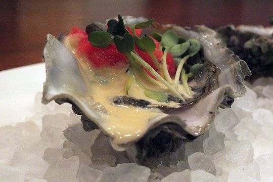 Fresh Pacific Oyster, Pickled Watermelon Radish