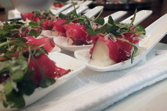 Wagyu Carpaccio, Parmesan Panna Cotta, Arugula