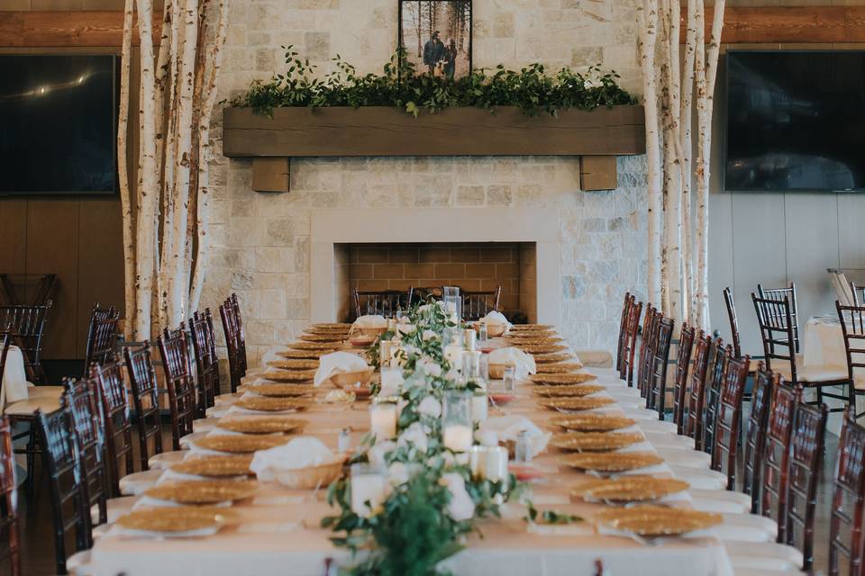 Harvest table in ballroom