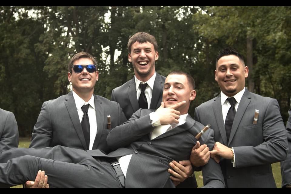 Having fun with the groomsmen