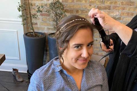 Kate getting hair done by Dana
